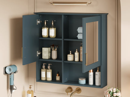 2 In 1 Wall-Mounted Mirror Cabinet With Adjustable Shelves, Soft-Close Doors, High-Definition Mirror & Storage
