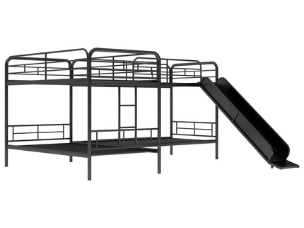 Mission Style Twin Size L-Shaped Bunk Bed With Slide And Ladder - Black