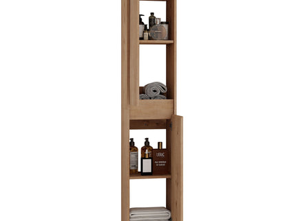 Modern Wall Mounted 30 Inch Bathroom Vanity With Resin Sink And 2 Side Cabinet In Imitative - Imitative Oak