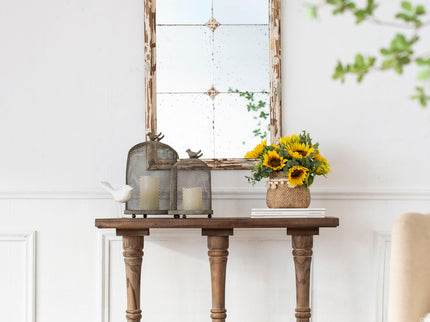 Large & Framed Wall Mirror, Arched Mirror With Decorative Window Look For Living Room - Cream
