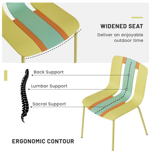 Modern Striped Blocking Single Chairs (Set of 4)