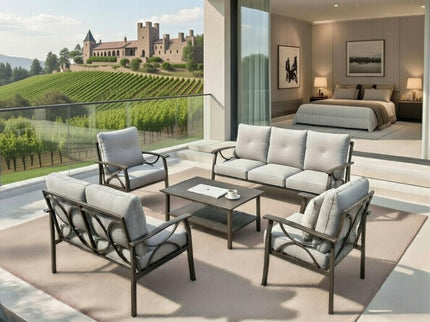 Patio Furniture Set With Coffee Table And Cushions For Backyard