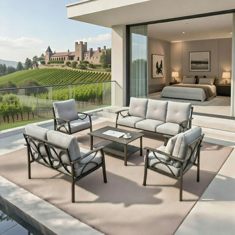 Patio Furniture Set With Coffee Table And Cushions For Backyard