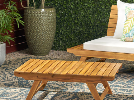 Outdoor Acacia Wood Coffee Table With Open Slat Design