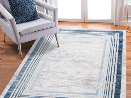 Marfi - 8' X 10' Bordered Area Rug - Blue / Ivory