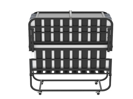 Twin Extra Long Folding Bed With Adjustable Headboard, Cot With Memory Foam Mattress - Black