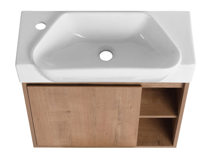 24" Wall Mounted Bathroom Vanity & Sink & Soft Close Door - Imitative Oak / White