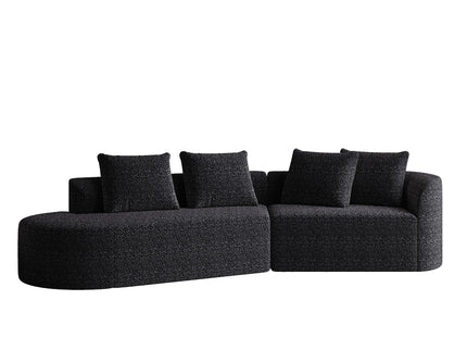 Upholstered Oversized Sectional Sofa, 4 Seater Extra Deep & Wide Seat Curved Cloud Couch With 4 Throw Pillows, Free Combination Living Room - Black