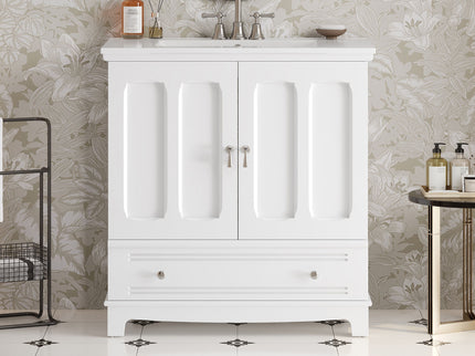 Bathroom Vanity With Sink, Cabinet With Adjustable Shelf And Drawer Divider