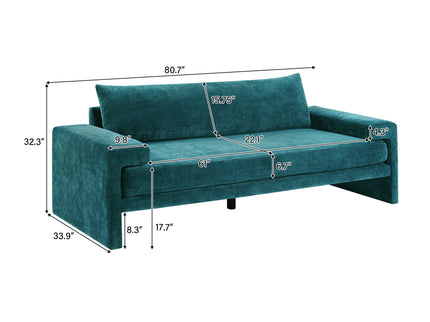 Upholstered 3 Seater Sofa With Wide Armrests