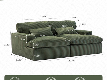 Double Chaise Lounge Chair, Oversized Upholstered Sleeper Cloud Couch