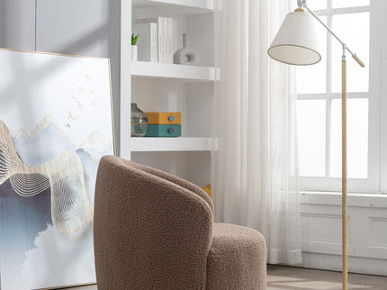 Teddy Fabric Swivel Accent Armchair Barrel Chair With Powder Coating Metal Ring