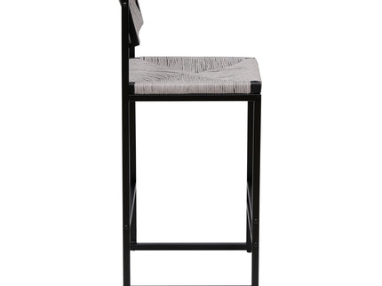 Bar Stools Paper Rope Weave Dining Chairs With Back Hand Weave Stools For Kichen Island, Bar & Counter (Set of 2)