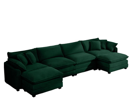 Modern Modular Cushion Sofa With Ottoman, Low Back, Deep Seating Sofa Set