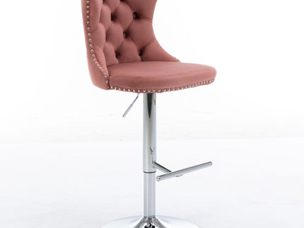 Swivel Barstools Adjusatble Seat Height From 25-33", Modern Upholstered Base Bar Stools With Backs Comfortable Tufted For Home Pub And Kitchen Island (Set of 2)