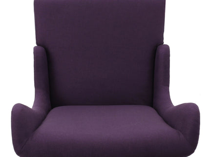 Fabric Dining Chair With High Back And Birch Wood Legs - Plum