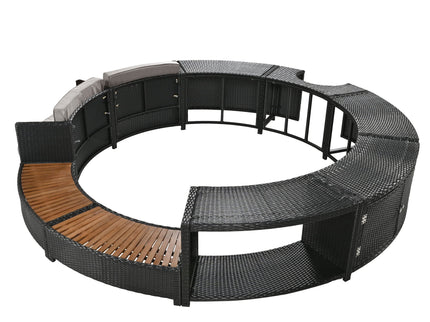 Spa Surround Spa Frame Patio Rattan Sofa Set With Storage Spaces, Mini Sofa And Comfortable Cushion For Patio, Backyard