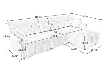 Sofa Set With Ottoman And Pillows, Textured, High Resilience Cushions