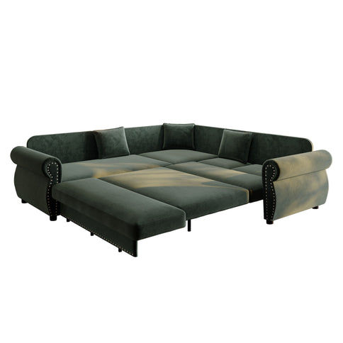 L-Shaped Sofa Couch With Pull-Out Bed