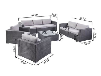 7 Person Outdoor Seating Group With Cushions - Gray / Silver