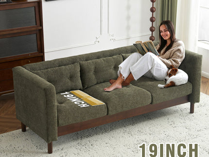 Upholstered Sofa Modern 3 Seater Sofa Couch With Tufted Design For Living Room