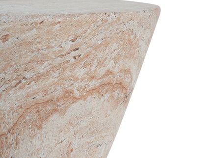 Outdoor / Indoor Lightweight Concrete Side Table With Travertine - Beige