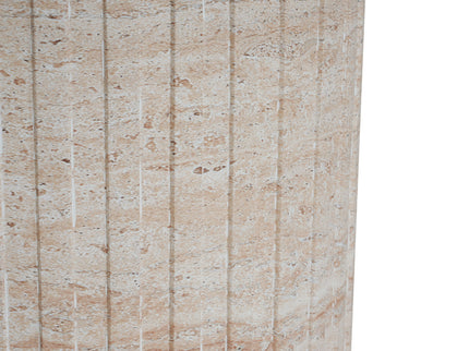Elegant Outdoor / Indoor Lightweight Concrete Side Table With Travertine - Beige