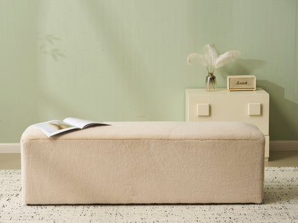 Long Plush Ottoman, Simple Footstool And Seat For Home Use - Almond