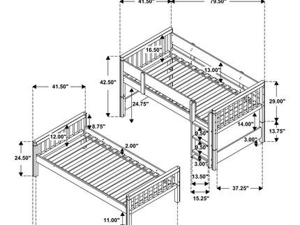 Ponderosa - Twin Over Twin Bunk Bed With Accents - Natural