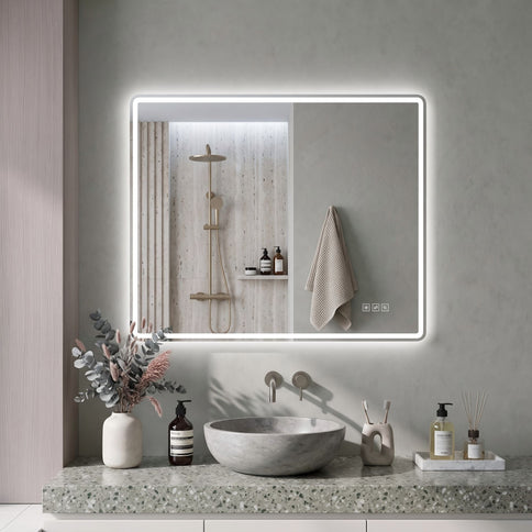 24" X 32" Rectangular Front Lighted And Backlit LED Bathroom Mirror With Anti Fog - Clear