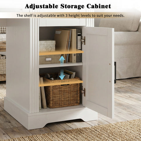 Office Desk With Charging Station & Storage Cabinet