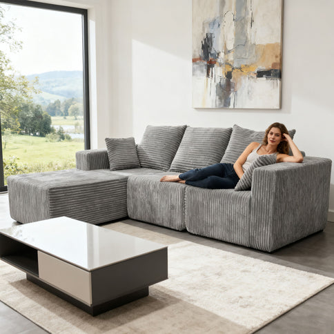 Corner Combination Sofa Sectional Couch With Soft Fabric