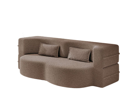 Modern Floor Sleeper Sofa Bed With 2 Pillows, Convertible Twin Size Folding Mattress For Living Room