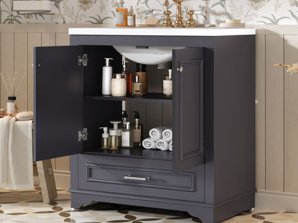 Bathroom Vanity With Sink, Cabinet & 2 Soft Closing Doors & Adjustable Shelf