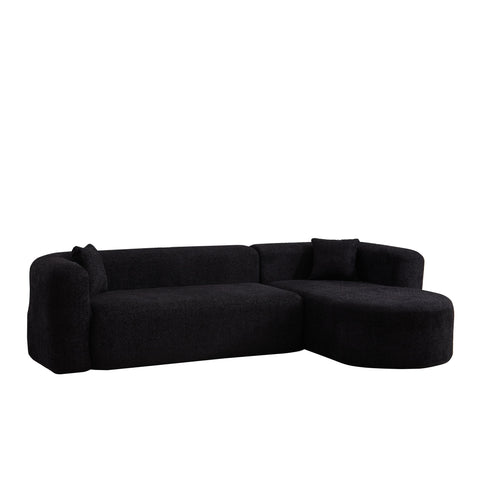 L - Shape Boneless Cloud Couch With 2 Throw Pillows For Living Room