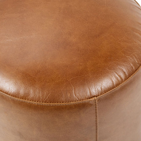 Nico - Round Ottoman Stool - Brown