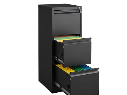 Durable Metal 3 Drawer File Cabinet With Lock For Office Storage