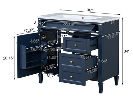 Bathroom Vanity & Top Sink, Modern Bathroom Storage Cabinet With 2 Drawers And A Tip-Out Drawer