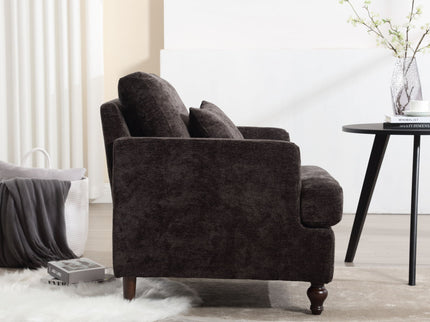 Modern Mid Century Wood Frame Armchair With Tufted Design