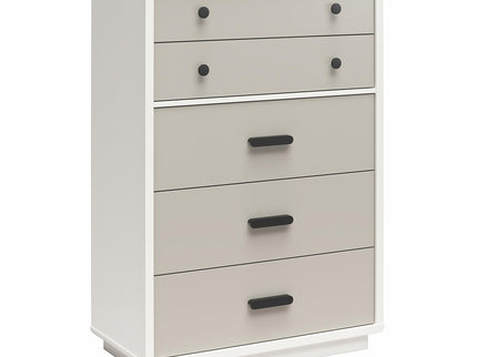Valencia - 5 Drawer Dresser - White / Gray