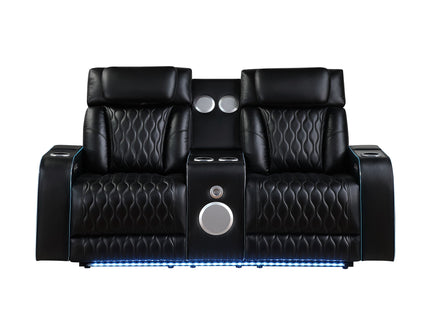 Electra - Power Reclining Loveseat With Power Headrests, Console, Speakers, Massage, LED Lighting And USB Control