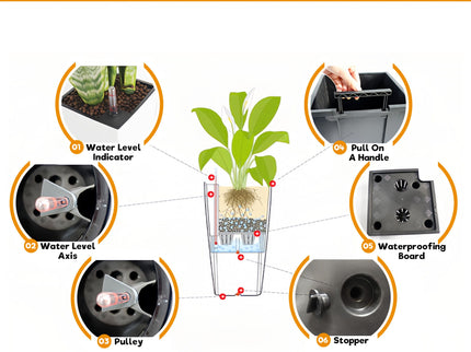 Tall Planters Set With Water Level Monitor And Auto Watering