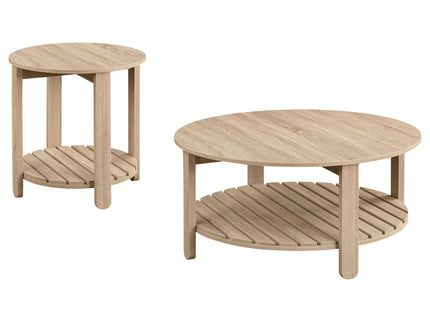 Brookson - Round 2 Piece Coffee And End Table Set - Natural