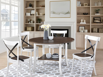 2 Pieces Set Dining Side Chair Rustic Modern Farmhouse Design Retro Design With Metal X Design - Antique Dark Oak / Antique White