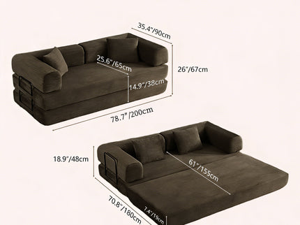 Convertible Sofa Bed With Removable Pillows
