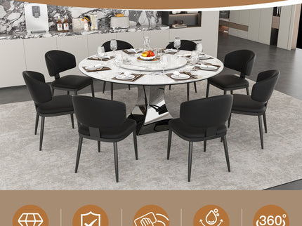 Round Dining Table With 6 Chairs Set - Silver