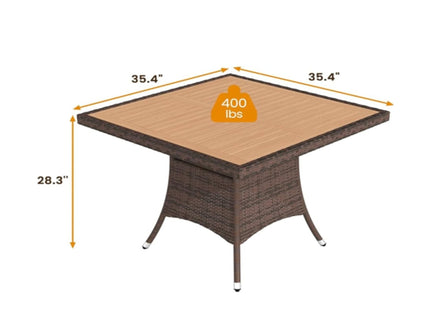 All-Weather Square Rattan Patio Dining Table