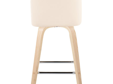 Toriano - Contemporary Fixed Height Counter Stool With Swivel With Square Footrest (Set of 2)