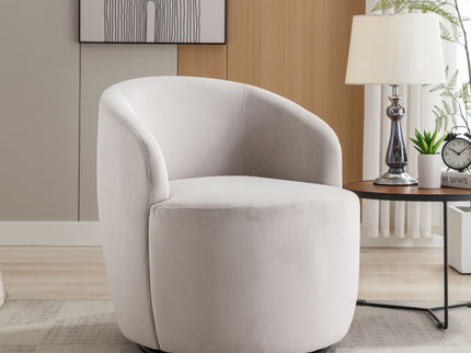 Swivel Accent Armchair Barrel Chair With Powder Coating Metal Ring