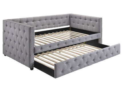 Cross - Upholstered Twin Daybed With Trundle - Gray